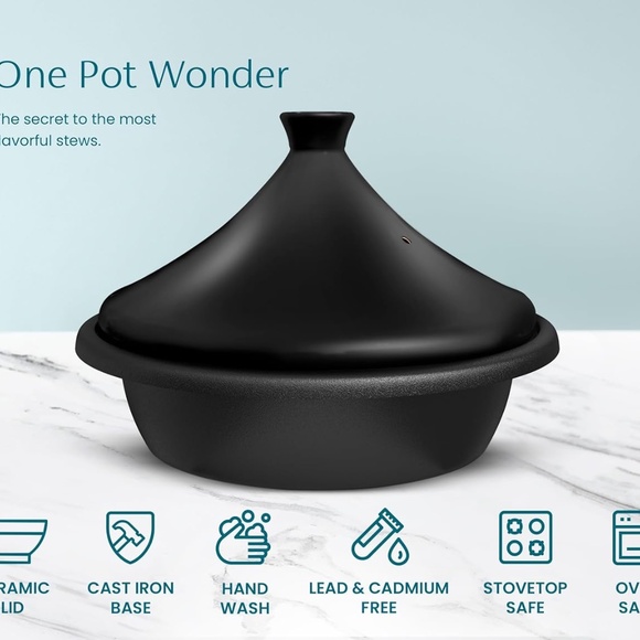 Kook Moroccan Tagine, Enameled Cast Iron Cooking Pot, Tajine Ceramic - Picture 5 of 5